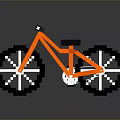 Orange Pixel Art BMX Bike With Black And White Wheels And Frame