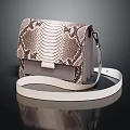 Fashionable Snakeskin Pattern Shoulder Bag With Flap Design And White Strap
