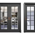 Modern Black Double Doors With Glass Panels And Metal Handles for Home Interior Design