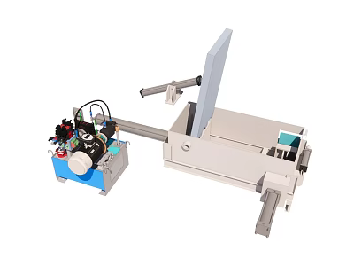 High Precision Automated Industrial Equipment Featuring Mechanical Arm Control Panel And Conveyor Parts 3d model