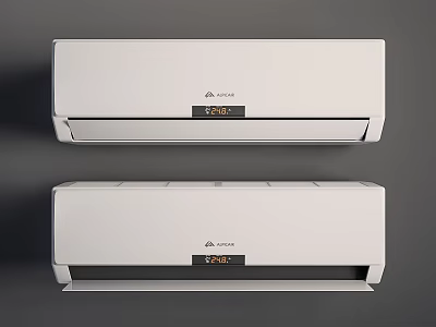 Two White Midea Wall Mounted Air Conditioners With Temperature 3d model