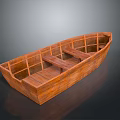 Wooden Boat With Traditional Design And Open Interior Seats For Water Transport