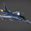 Camouflaged Military Fighter Jet With Green Cockpit Mounted Missiles And Flaming Tail
