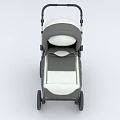 Stylish Grey And White Baby Stroller With Four Wheels Canopy And Storage Basket