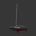 White Sailboat With Red Bottom And Tall Mast For Water Transportation