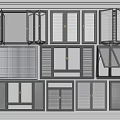 Various Window Types Featuring Sliding Casement And Louvered Frame Designs 3d model