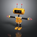Yellow Robot Character With Red Antennas Black Arms And Colorful Buttons