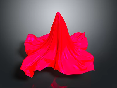 Red Flower Shaped Fabric Plant Against Dark Background With Reflection 3d model