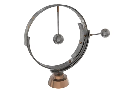 Modern Metallic Decorative Ornament Set With Circular Frame Central Sphere And Copper Base 3d model
