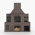 Brick Fireplace Structure With Firewood And Storage 3d model