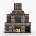 Modern Kitchen Oven Modern Kitchen Oven Barbecue Fireplace Wood Brick Wall Barbecue Pot Barbecue Grill Exterior Wall House Chimney 3d model