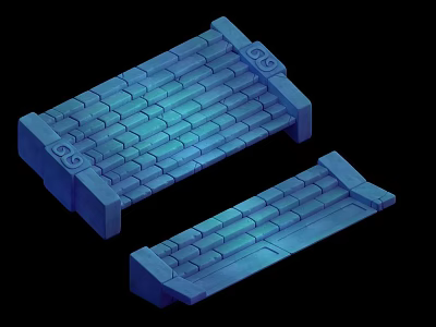 Detailed Blue Brick Pattern Scene Components With Interlocking Support Structures 3d model