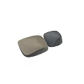 Modern Fabric Ottoman Footstool Pair with Light Beige Seat and Dark Black Base