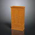 Wooden Double Door Wardrobe With Classic Style And Bottom Storage Drawers