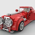 Building Blocks Crafted Red Vintage Car Model with Detailed Classic Design