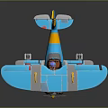 Colorful Toy Airplane Model With Pilot Figure On Blue Wings