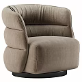 Modern Single Sofa In Beige Fabric With Curved Armrest And Soft Cushion