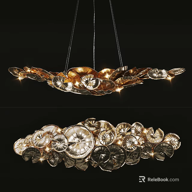 Modern Luxury Metal Petal Chandelier Hanging Living Room Decorative Lighting Fixture 3d model 