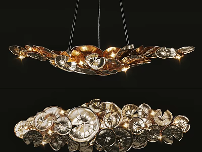 Modern Luxury Metal Petal Chandelier Hanging Living Room Decorative Lighting Fixture 3d model