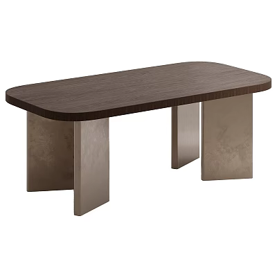 Modern Dining Table Set With Dark Wood Surface And Stylish Metal Legs Design 3d model