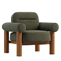 Modern Brown Velvet Accent Chair with Rounded Armrests and Wooden Legs