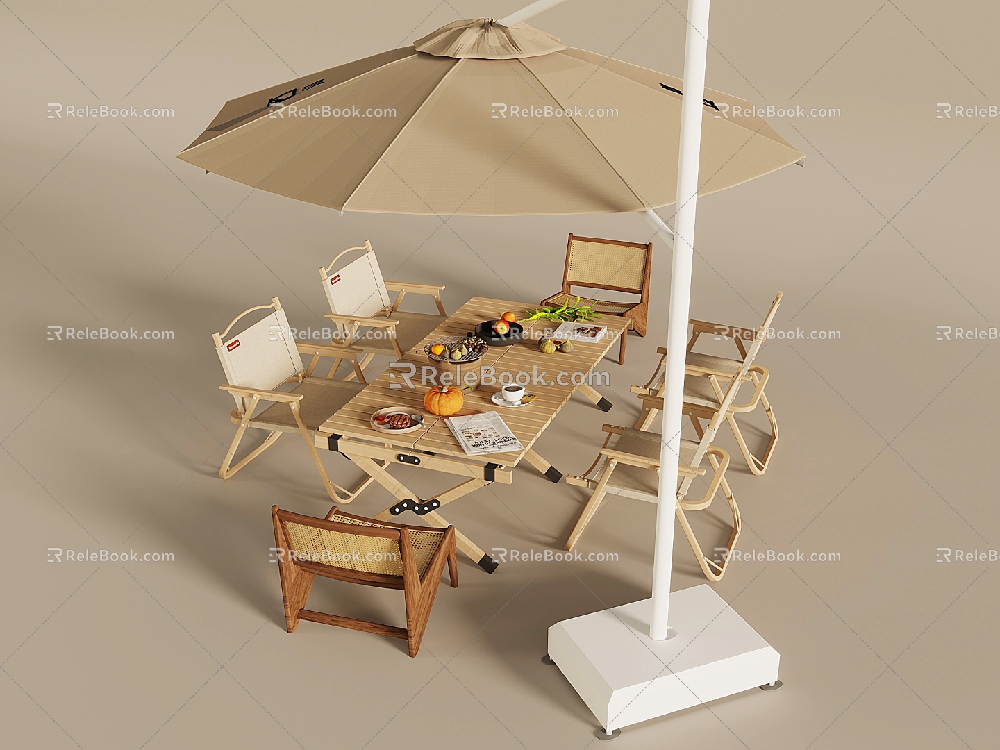 Outdoor Courtyard Solid Wood Table and Chair Internet Celebrated Outdoor Leisure Dining Table and Chair Aluminum Alloy Egg Roll Table Folding Chair Sunshade Coffee Milk Tea Shop Table and Chair model