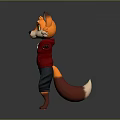 Cute Fox Game And Movie Character With Orange Ears Big Eyes Red Hoodie And Blue Shorts Standing