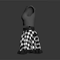 Stylish Gray One Shoulder Top With Cutout Detail And Black White Checkered Ruffled Skirt
