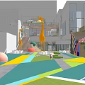 Colorful Modern Play Area Design With Interactive Elements And Recreational Structures 3d model