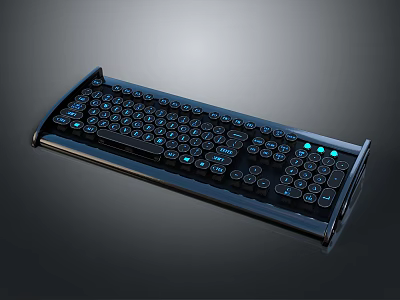Modern Backlit Keyboard with Blue LED Illumination and Extra Function Keys Design 3d model