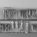 Modern Multi Tiered Clothing Hangers with Various Garments for Fashion Retail