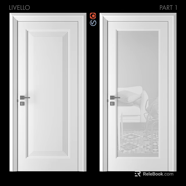 Modern White Hinged Door With Frosted Glass Panel For Interior Use 3d model