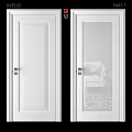 Modern White Hinged Door With Frosted Glass Panel For Interior Use 3d model
