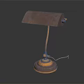 Elegant Copper Table Lamp With Dark Shade And Gold Base Stand