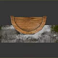 Wooden Long Rectangular Trough Supported By Stone Blocks On Dark Background 3d model