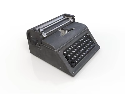 Vintage Black Mechanical Typewriter Classic Design Household Writing Tool With Metal Parts 3d model