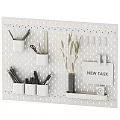 Pegboard Wall Organizer With Stationery And Holders 3d model
