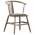 Modern Minimalist Sturdy Wooden Accent Chair With Gray Upholstered Seat And Armrests