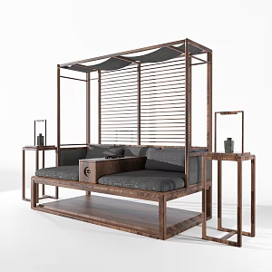 New Chinese-style double sofa 3d model