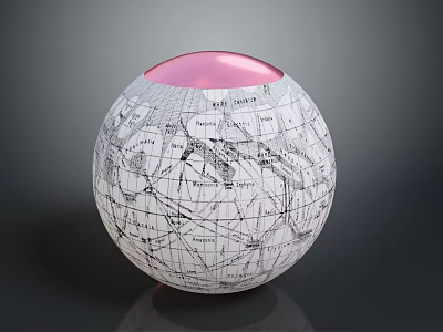 Decorative Globe Featuring World Map Pattern And Pink Dome Top 3d model