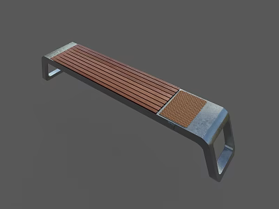 Modern Outdoor Bench With Metal Frame And Wooden Slat Seat For Garden Spaces 3d model