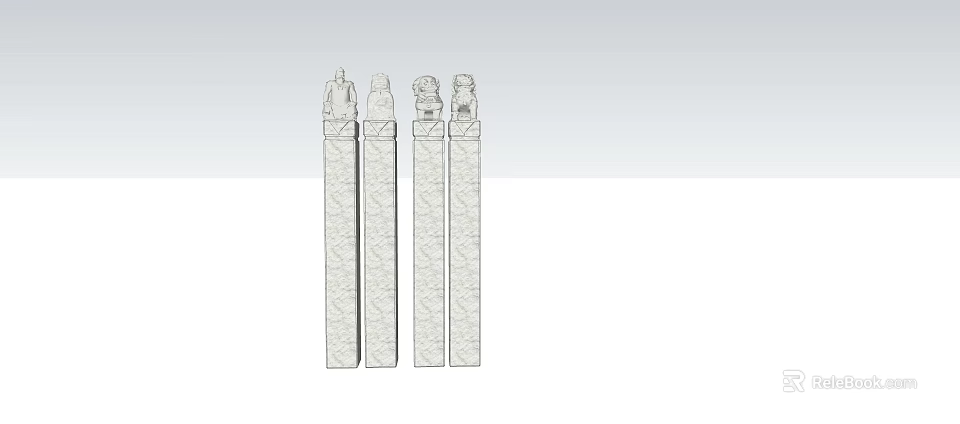 Decorative Architectural Columns With Carved Capitals And Textured Surfaces For Building Design 3d model 
