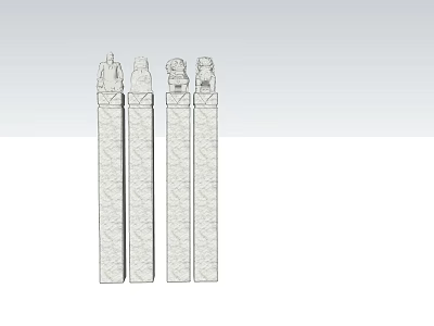 Decorative Architectural Columns With Carved Capitals And Textured Surfaces For Building Design 3d model