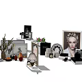 Decorative Ornament Set Including Vase Photo Frames Fruit Ornaments Tea Set And Trolley