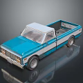 Blue and White Pickup Truck Model with Detailed Exterior and Shiny Finish