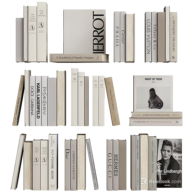 Collection of Stacked and Standing Books with Various Magazine Covers and Titles 3d model 