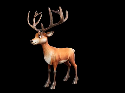 Reptile Statue With Brown And White Details And Large Horns On Black Background 3d model