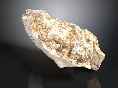 Natural Rock Specimen Featuring Rough Surface And White Brown Texture On Black 3d model