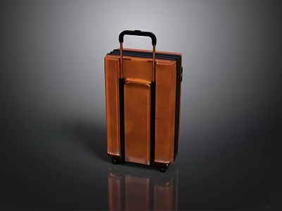 Brown Leather Suitcase With Black Handle And Rolling Wheels For Daily Use 3d model