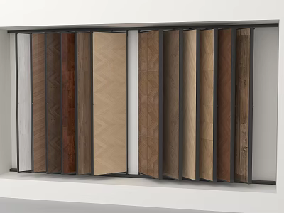 Display Shelves with Various Wood Grain Samples Neatly Arranged for Material 3d model